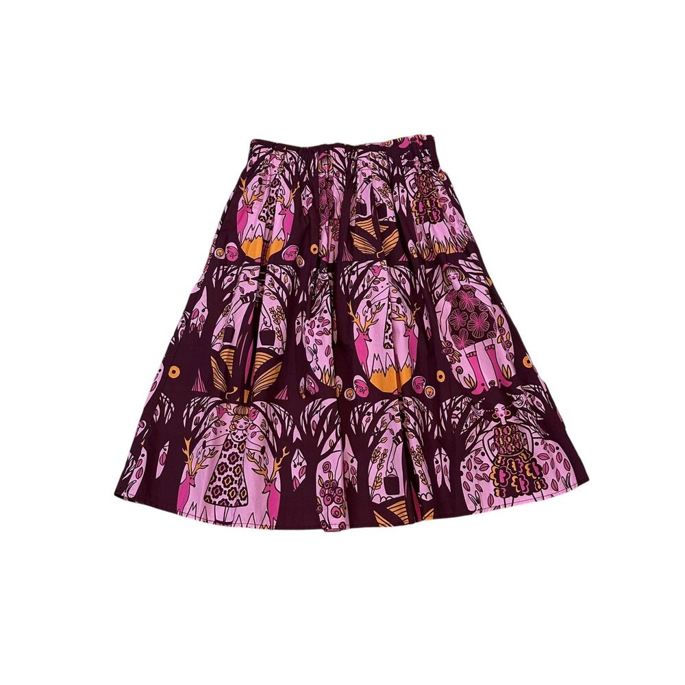 Lesley Evers Dixie Skirt Colorful Whimsy Print Size S